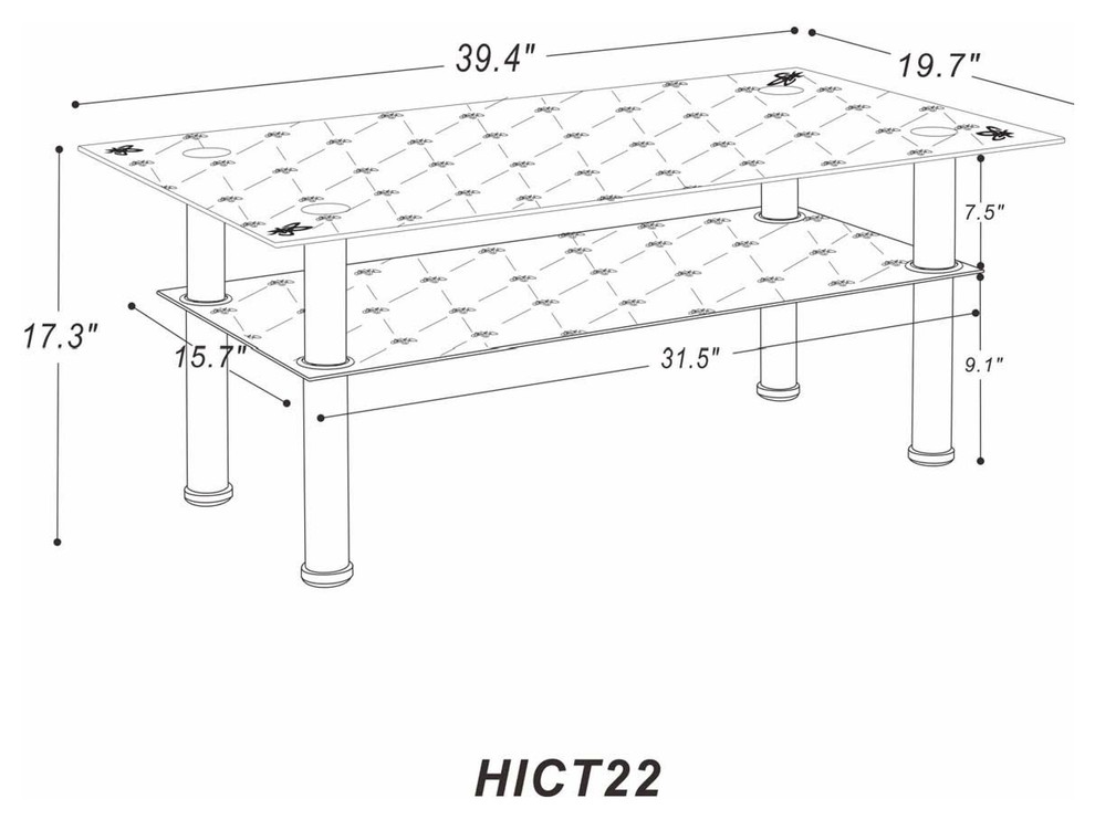 Glass Coffee Table  Black   Contemporary   Coffee Tables   by Hodedah Import Inc.  Houzz