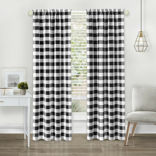 Kate Aurora Modern Country Farmhouse 3 Piece Buffalo Check Plaid Window Curtains amp Valance Set