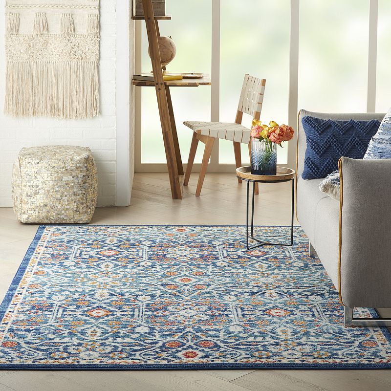 Nourison Passion Floral Decor Blue Multi Area Rug