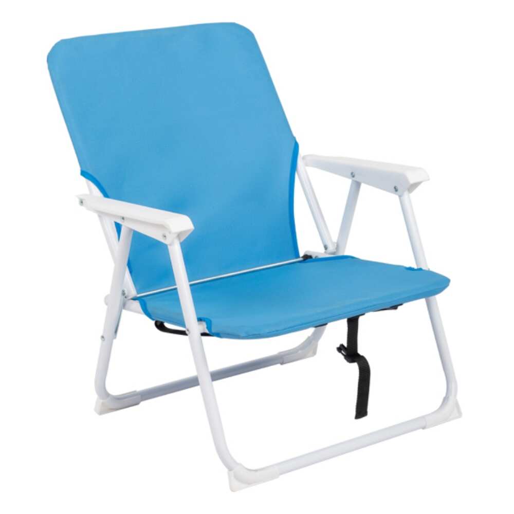 Load Bearing 100kg Blue Oxford Cloth White Iron Frame Beach Chair   22\