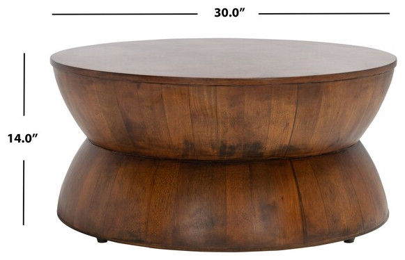 Alecto Round Coffee Table Brown Safavieh   Rustic   Coffee Tables   by HedgeApple  Houzz