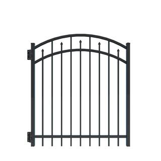 Barrette Outdoor Living Brilliance Standard-Duty 4 ft. W x 4 ft. H Black Aluminum Arched Pre-Assembled Fence Gate 73009522