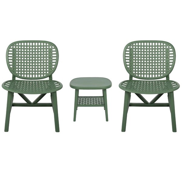 3 Pieces Hollow Design Retro Patio Table Chair Set - Overstock - 37914445