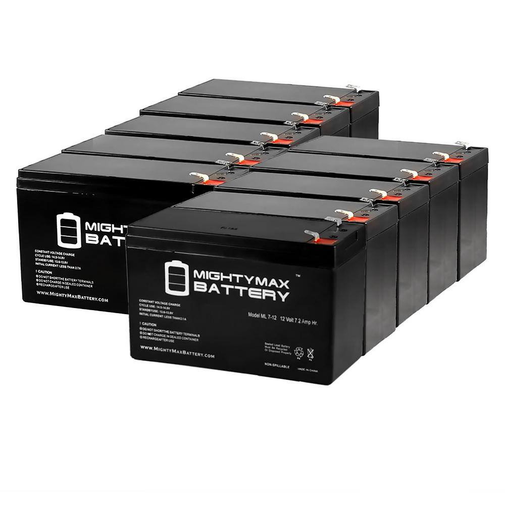 MIGHTY MAX BATTERY 12-Volt 7.2 Ah SLA (Sealed Lead Acid) AGM Type Replacement Battery for AlarmSecurity Systems (10-Pack) ML7-12MP10