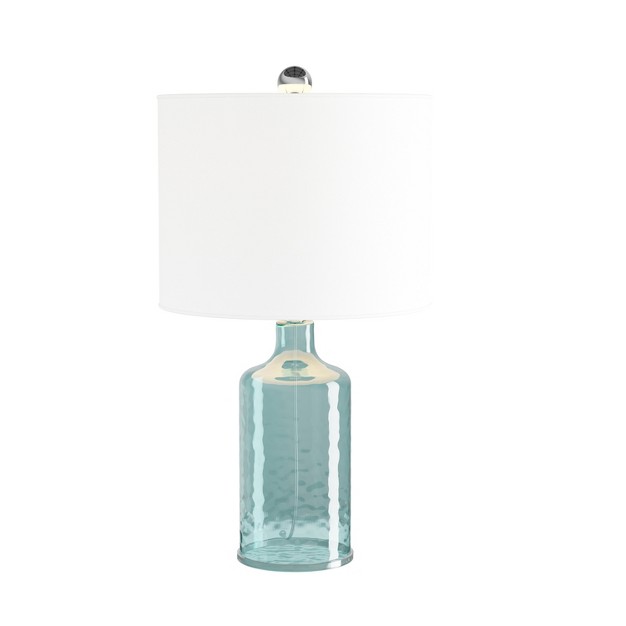 Glass Table Lamp Accent Led Light With Clear Base And White Shade Bedroom Lighting For Coastal Nautical And Cottage Style By Lavish Home blue