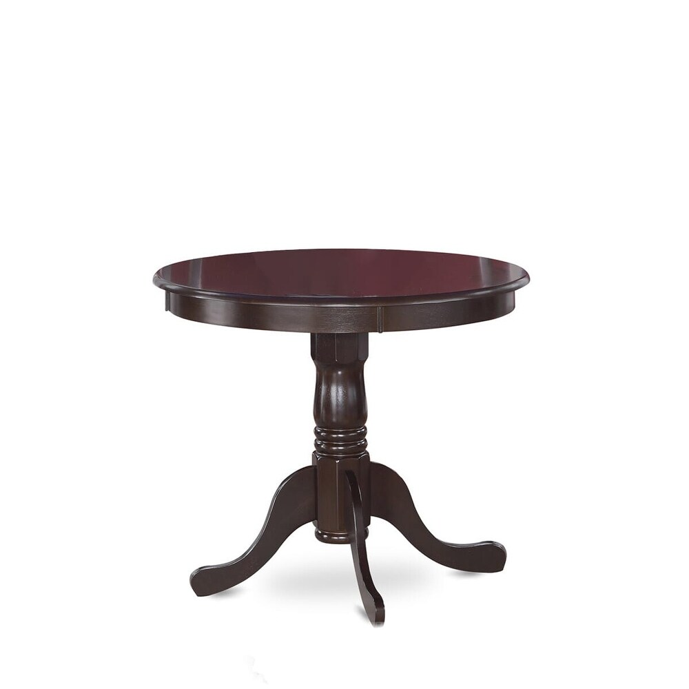 East West Furniture Kitchen Dining Table   a Round Solid Wood Table Top with Pedestal Base  36x36 Inch  (Finish Options)