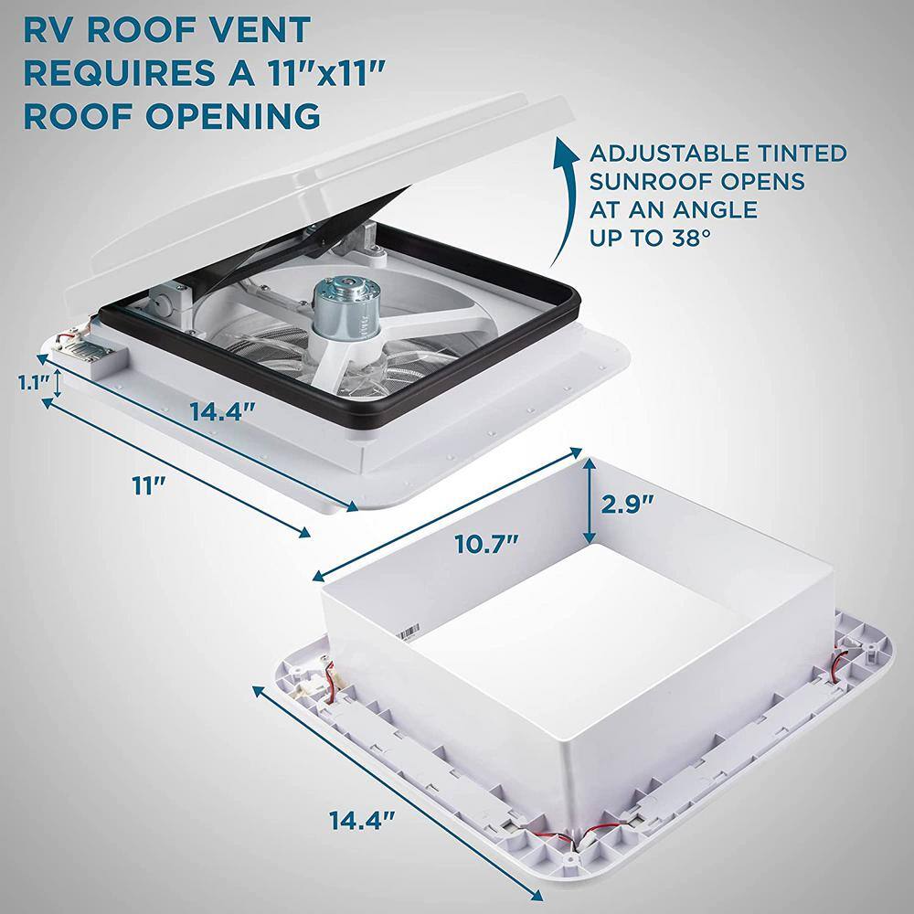 HIKE CREW 11 in. White RV Roof Vent Fan with LED Light and Remote Control HCRVF11RWLW