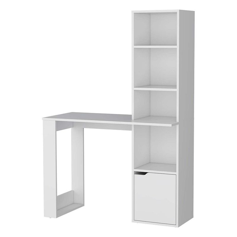 Anson Computer Desk with 4-Tier Bookcase and 1-Door Cabinet