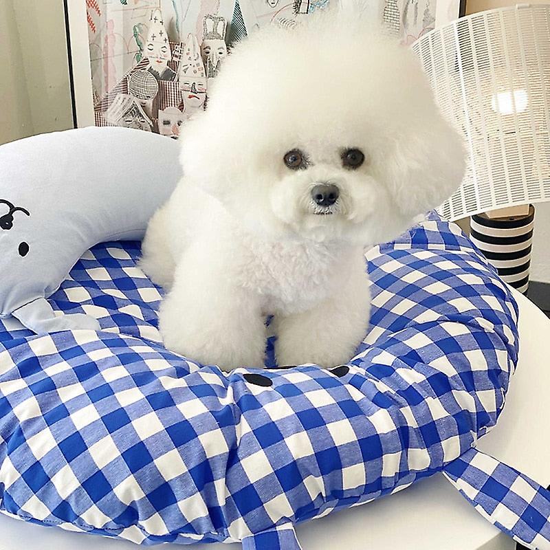 Cute plaid winter warm dog bed