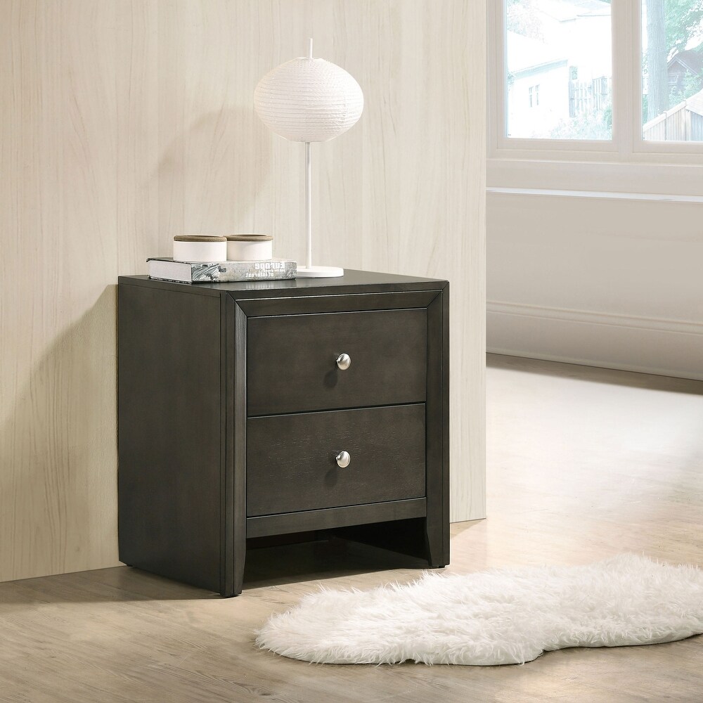 Coaster Furniture Serenity Rectangular 2 drawer Nightstand Rich Merlot And Mod Grey