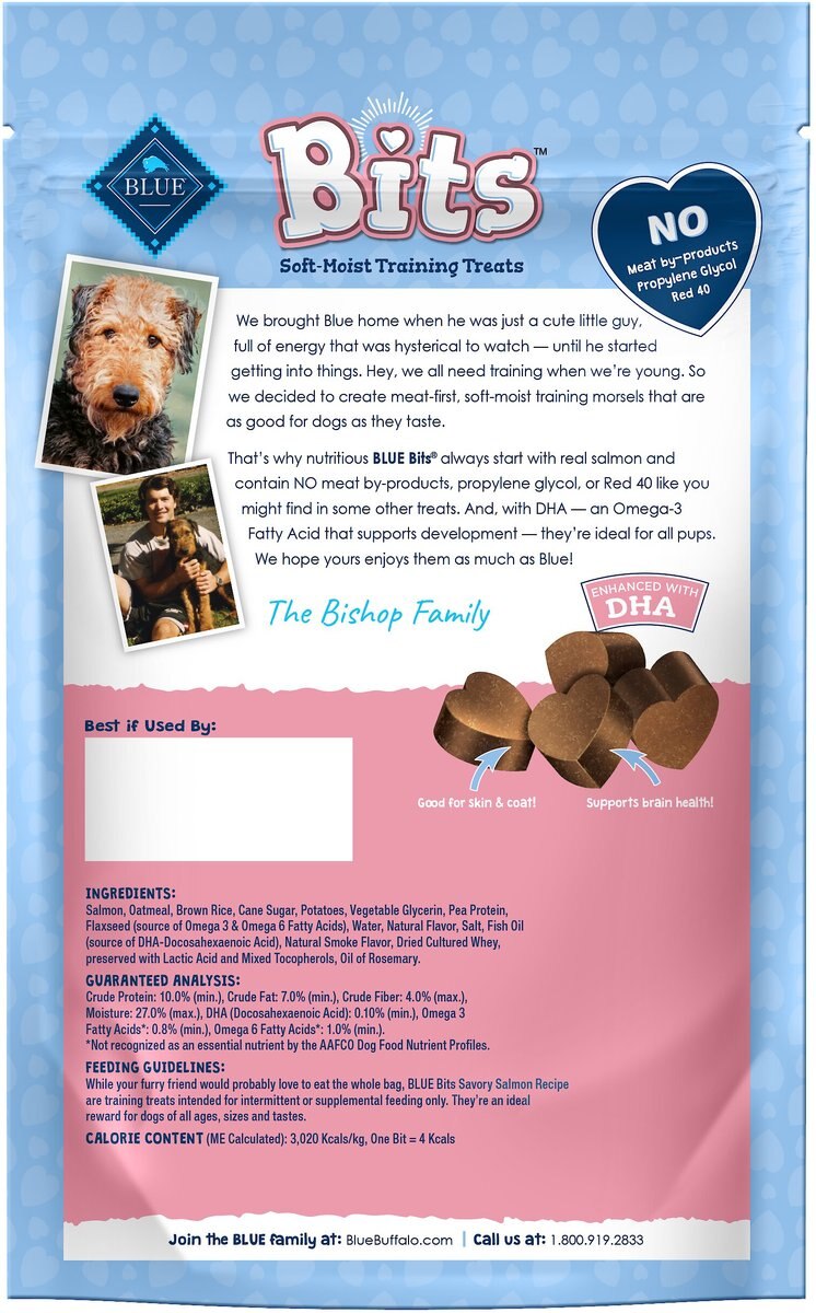 Blue Buffalo Blue Bits Savory Salmon Recipe Soft-Moist Training Dog Treats