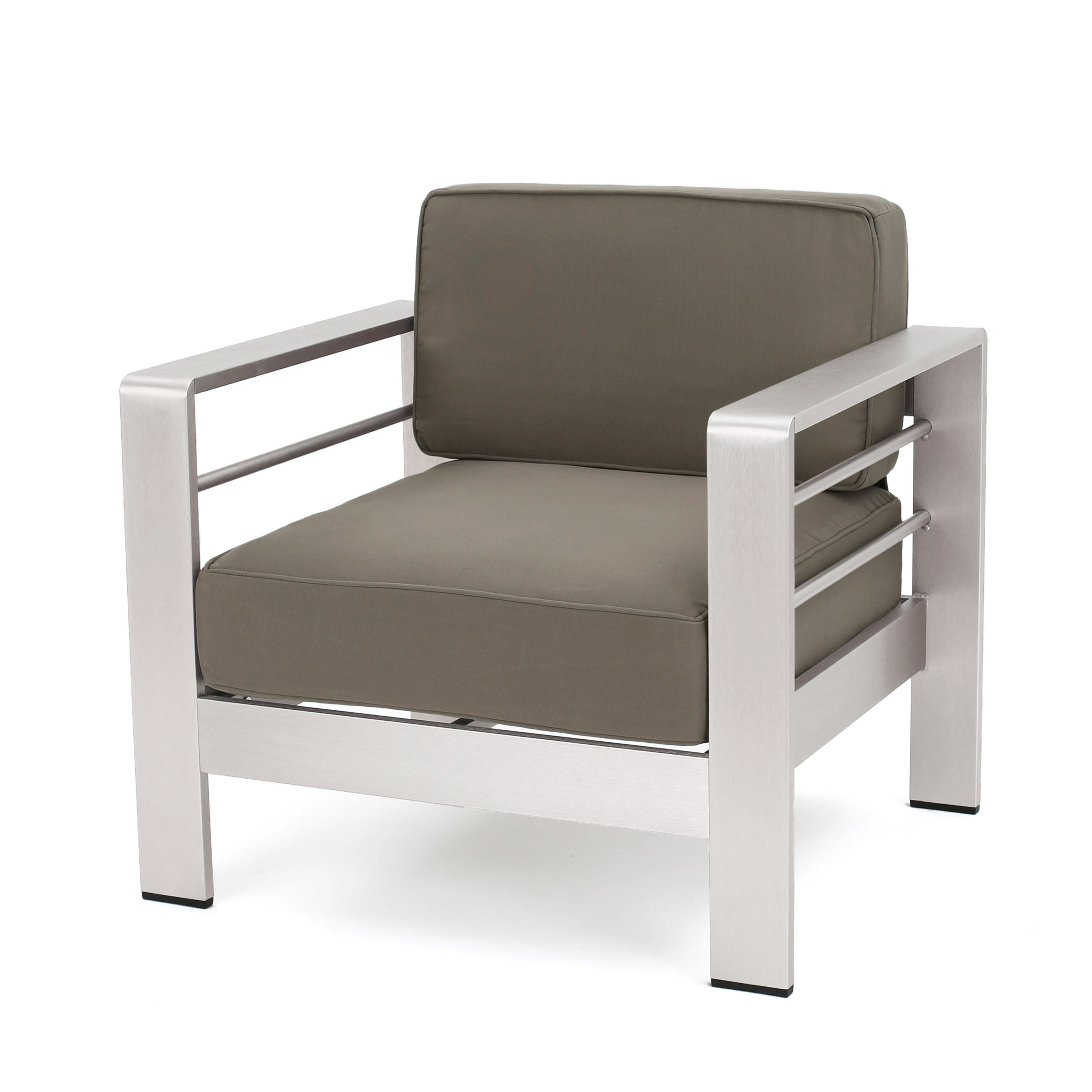 Emily Coral Outdoor Aluminum 2-Seater Club Chair Chat Set with Ottomans and Side Table