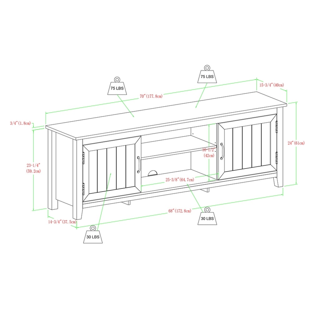 Middlebrook Wind Gap 70 inch Groove Door TV Stand