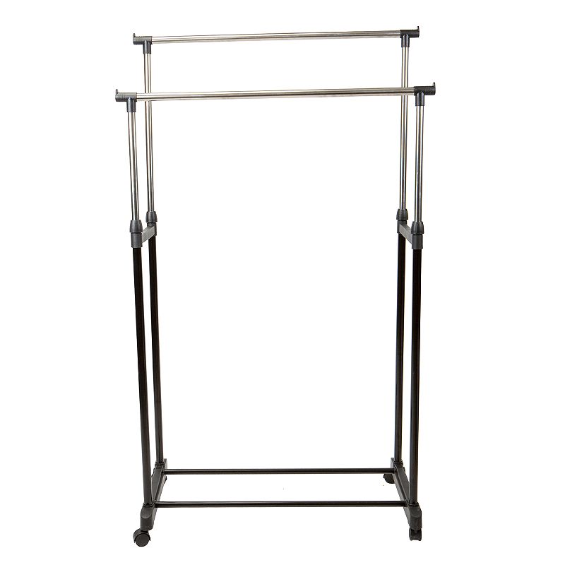 Simplify Double-Tier Adjustable Height Rolling Garment Rack