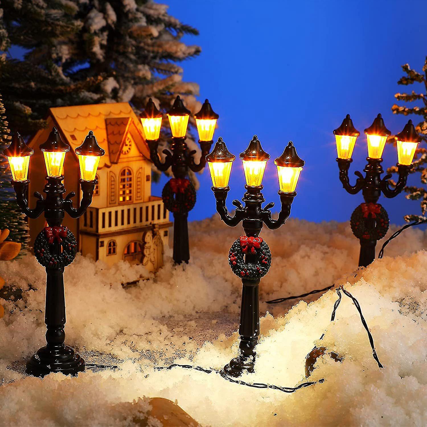 4pc Mini Christmas Lamp Post Train Lamp Miniature Street Lamp