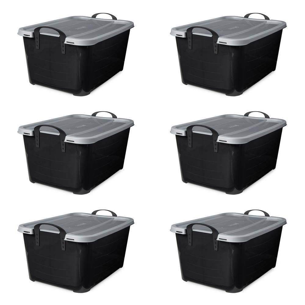 Life Story 55 Qt Stackable Home Organization Lidded Storage Container in Black (6 Pack) 6 x CS-50BS