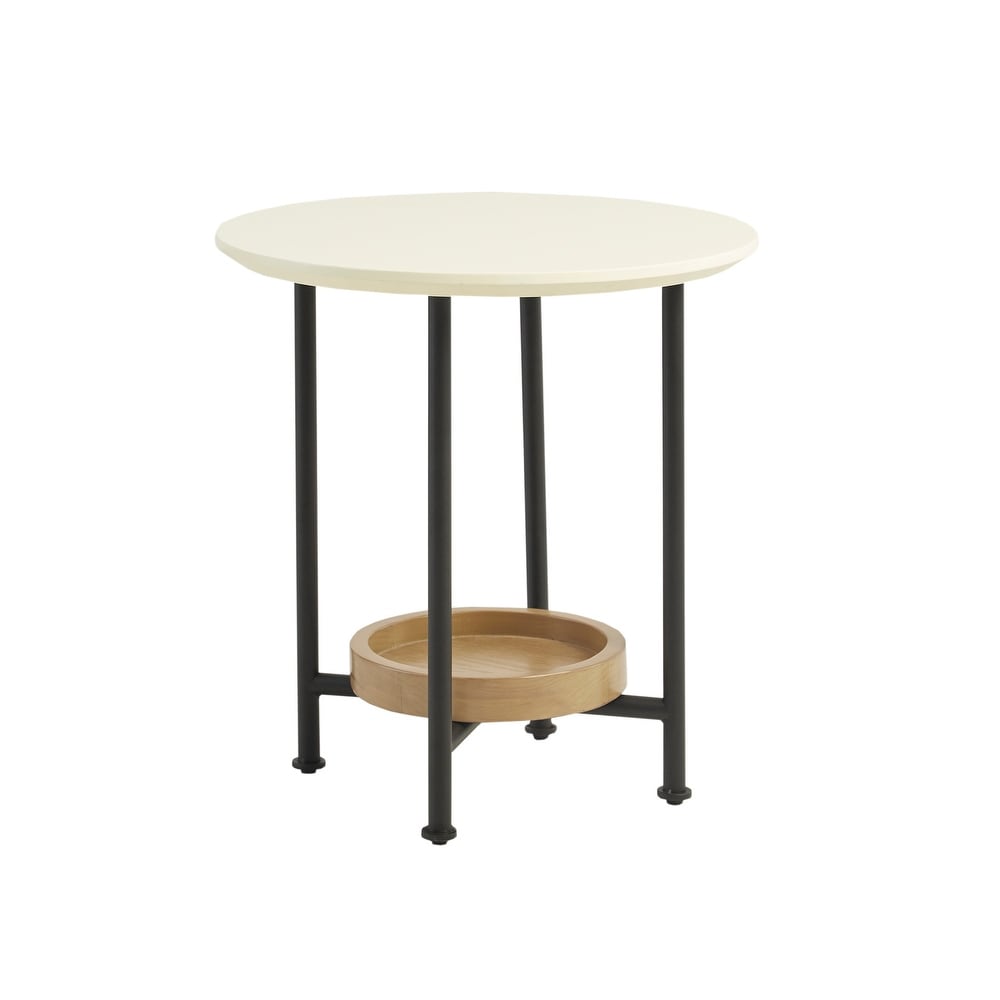 Madison Park Beauchamp White/ Natural End Table