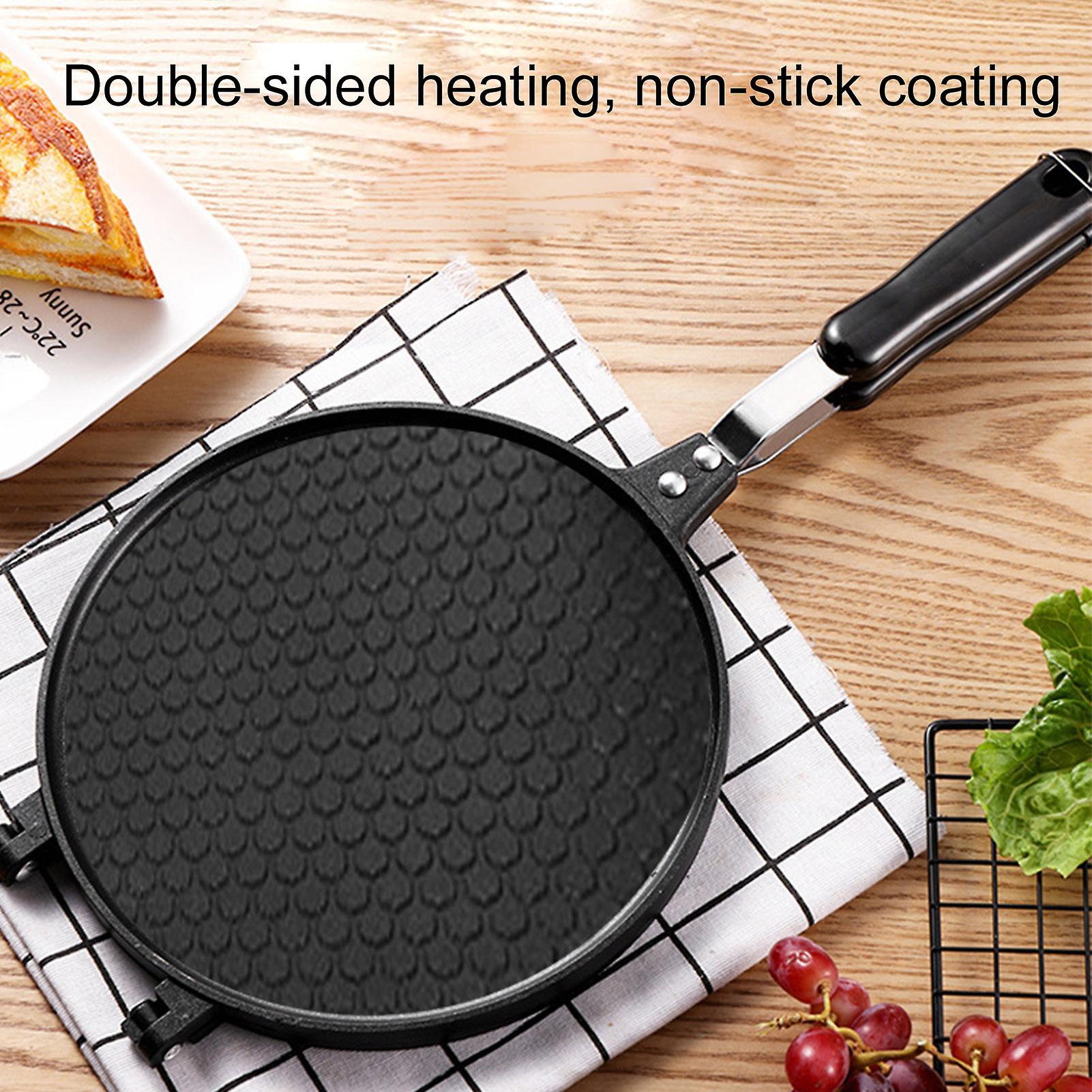 Waffle Cone Maker， Nonstick Ice Cream Cone Maker， Double-sided Flip Egg Roll Crepe Pan Flat Bottom With Heat Resistance Handle Pancake Pan For Breakfa