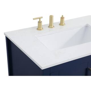 Timeless Home 42 in. W x 22 in. D x 34 in. H Single Bathroom Vanity in Blue with Calacatta Quartz TH32042Blue