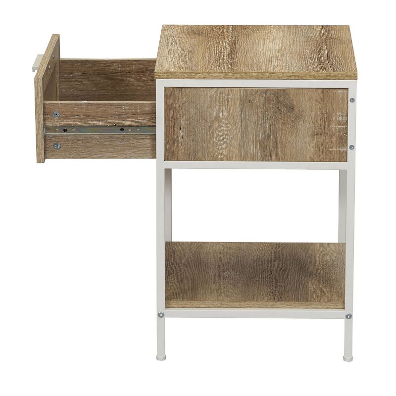 Household Essentials Modern Accent Table with Drawer and Shelf