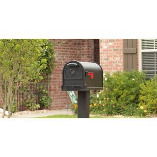 Architectural Mailboxes Arlington Textured Black Large Steel Post Mount Mailbox AR15B0AM