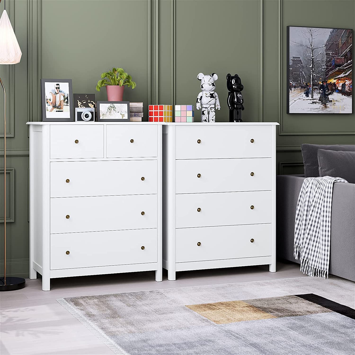 Vebreda Modern Drawer Dresser 4 Drawer Chest, White