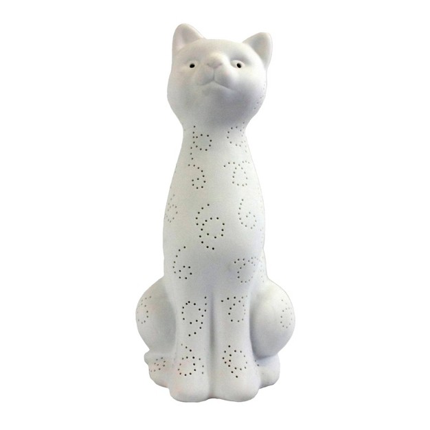 Porcelain Kitty Cat Shaped Animal Light Table Lamp White Simple Designs