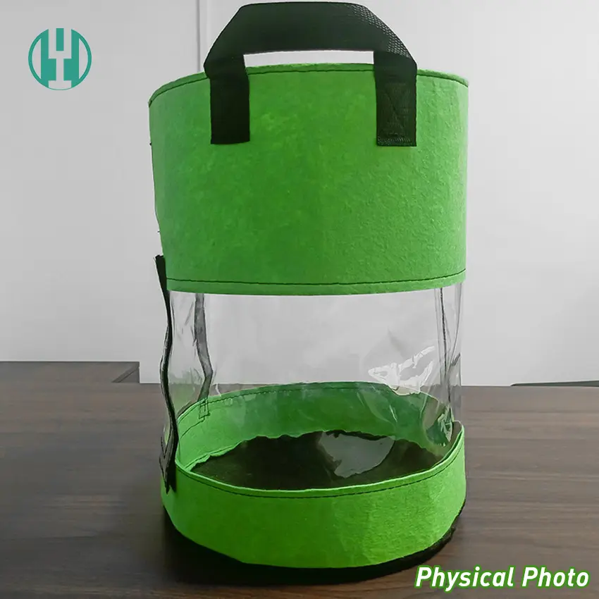 Hyh Large Inventory Thicken Potato Growing  Bags With Slide Transparent Window For Plant Support