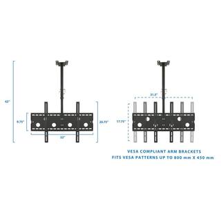 Mount-It 37 in. - 75 in. Dual Full Motion TV Ceiling Mount with 20-Degree Tilt 350 lbs. Load Capacity MI-502B