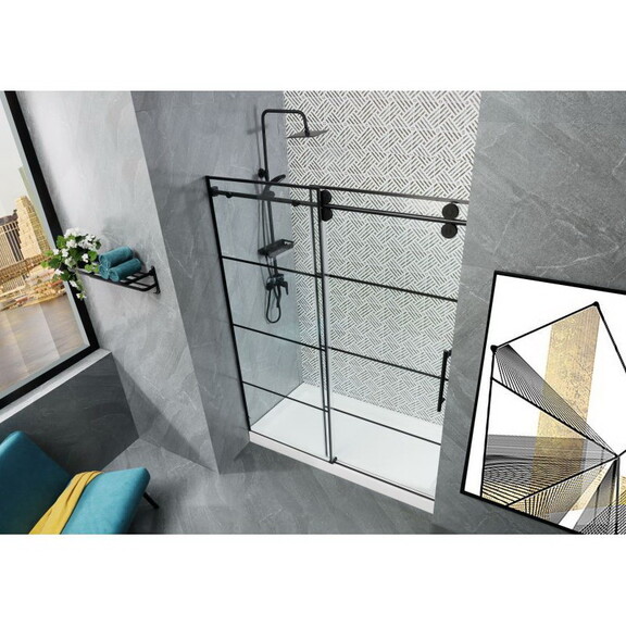 Shower Door Adjustable 56 60 in.W x 76in H Framele...