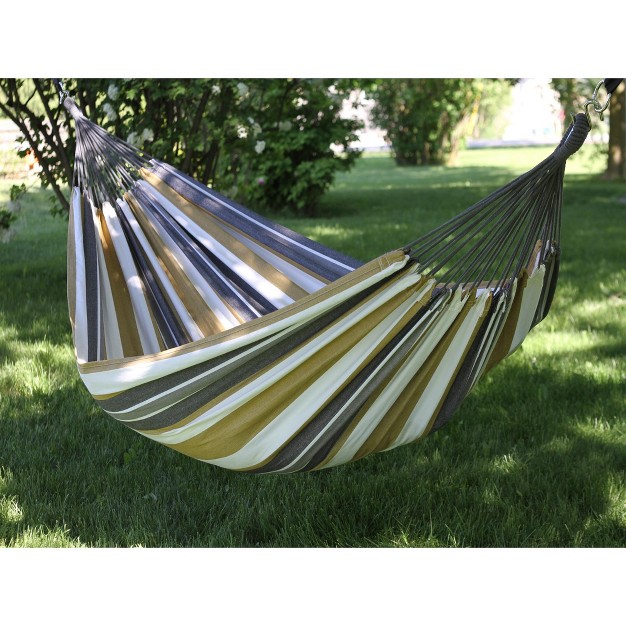 The Hamptons Collection 144 Gray And Gold Striped Two Person Brazilian Style Hammock