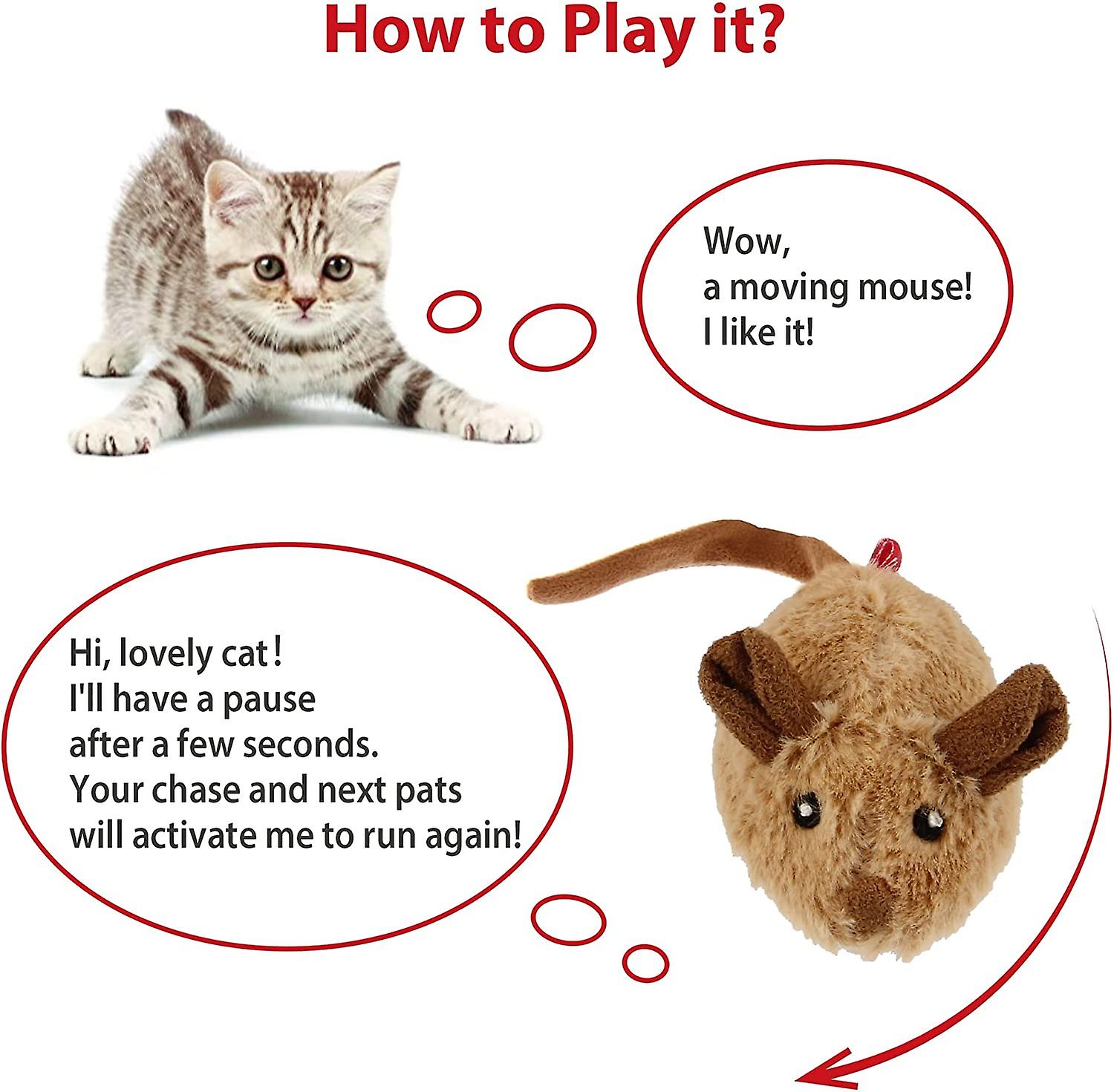 Gigwi Interactive Cat Toy Mouse， Moving Automatic Cat Toys Mice Electronic With Furry Tail， Automatic Squeaky Cat Toys For Kitten Indoor/outdoor Exerc