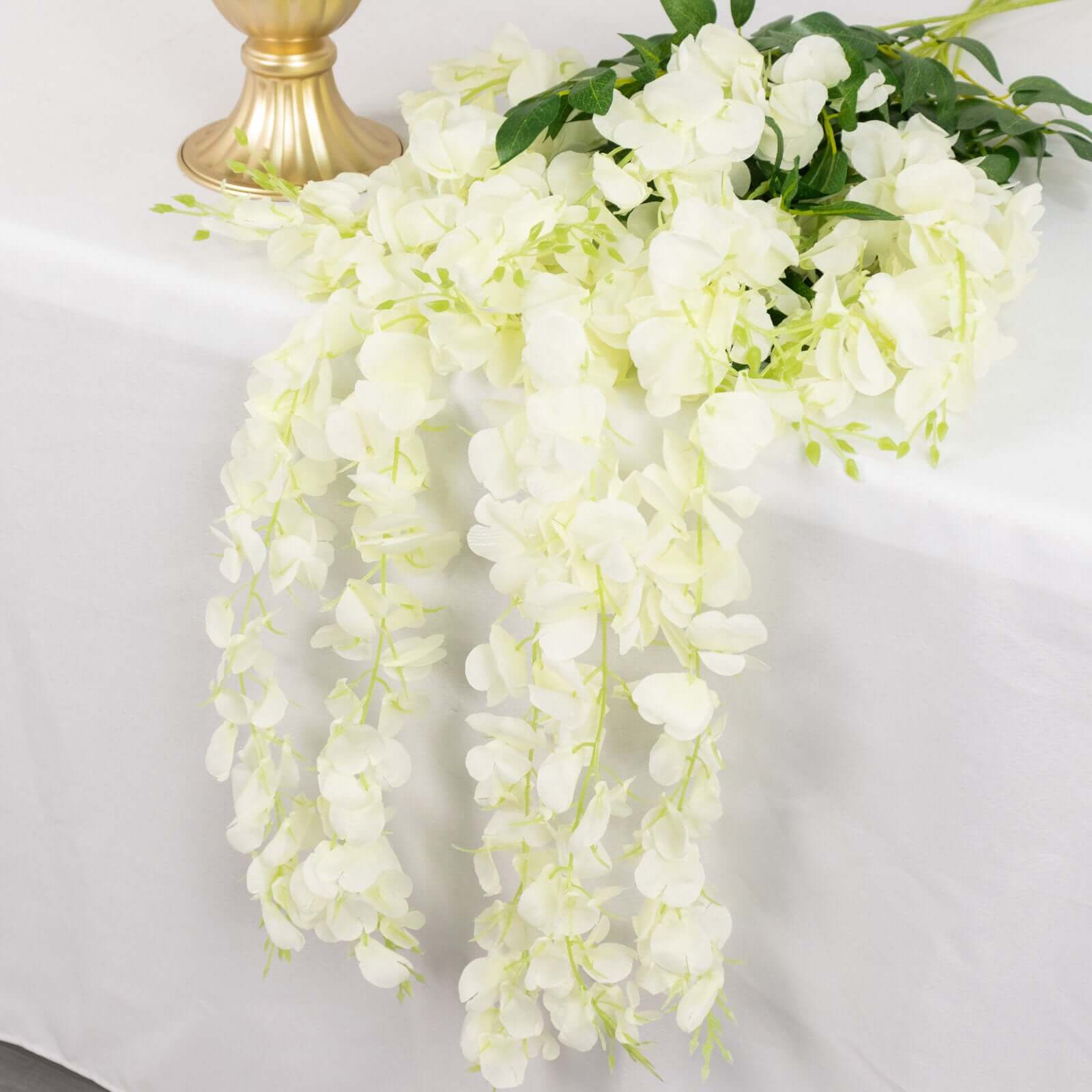 5 Pack Cream Artificial Silk Hanging Wisteria Flower Vines 44