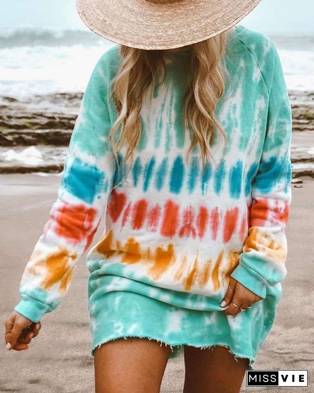 Casual Long-sleeve Loose Home Sweatshirt Mini Dresses