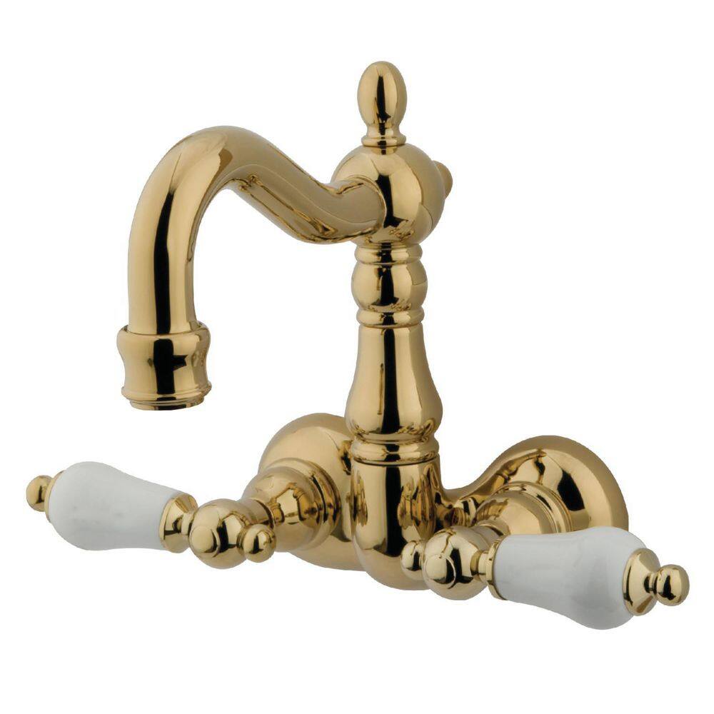 Kingston Brass Vintage 2-Handle Wall-Mount Clawfoot Tub Faucets in Polished Brass HCC1075T2