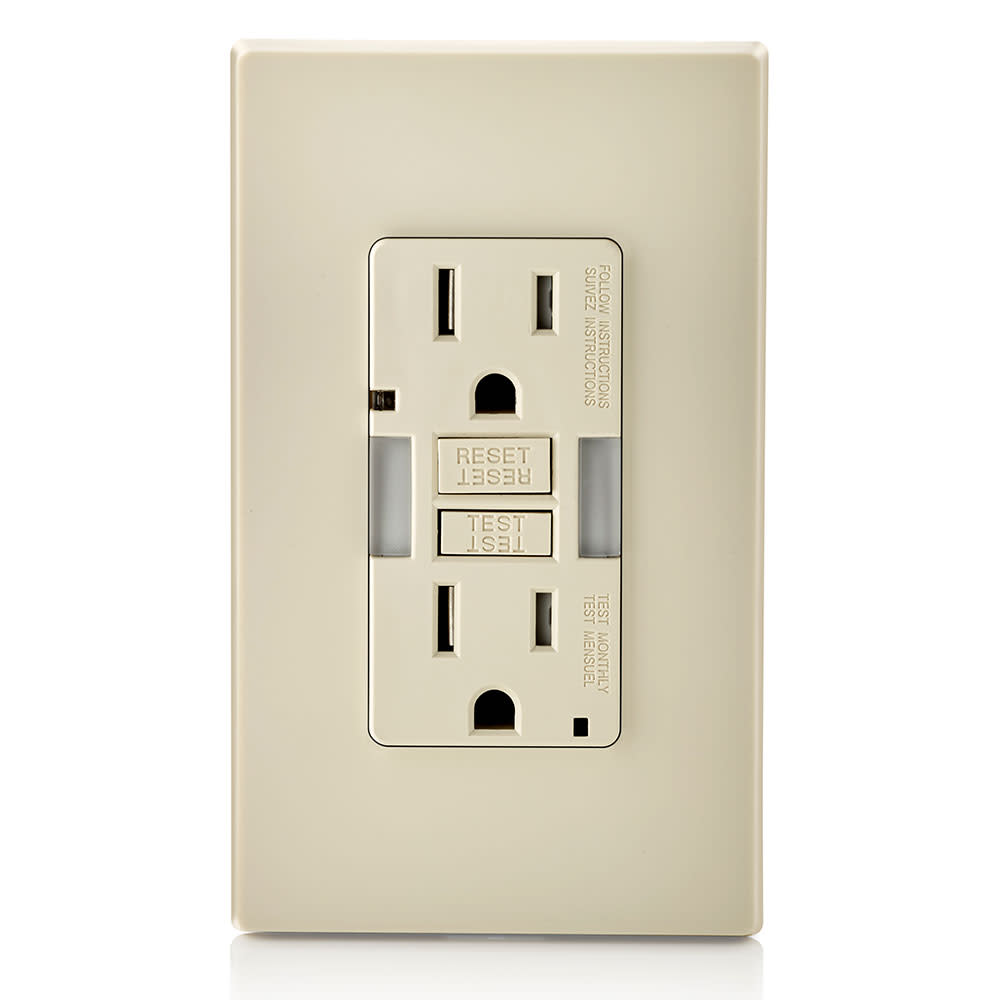 Leviton SmartlockPro NEMA GFCI Outlet 15A 125V Duplex Light Almond