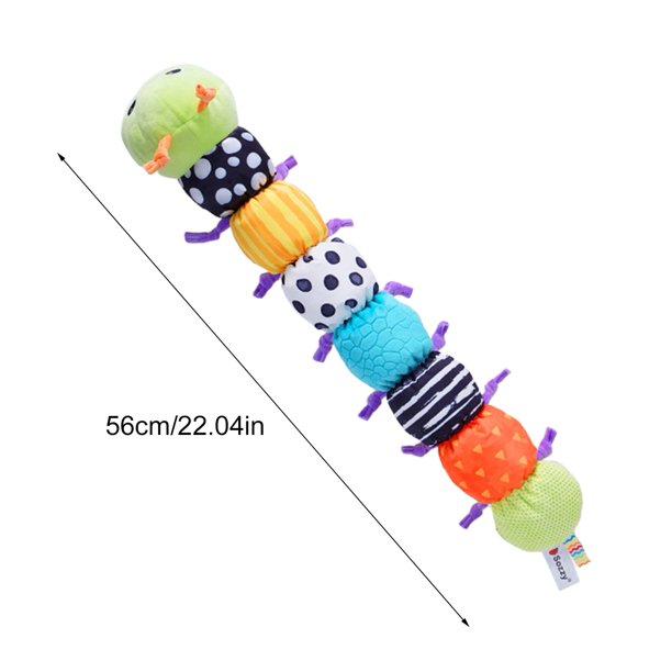 ISHANTECH Stuffed Caterpillar Baby Toys Musical Soft Infant Toy Sensory Plush Toys Crinkle Rattle with Ring Bell Design for Crawling Babies Boys Girls Newborn Preschool Toddler 3+ Month Green