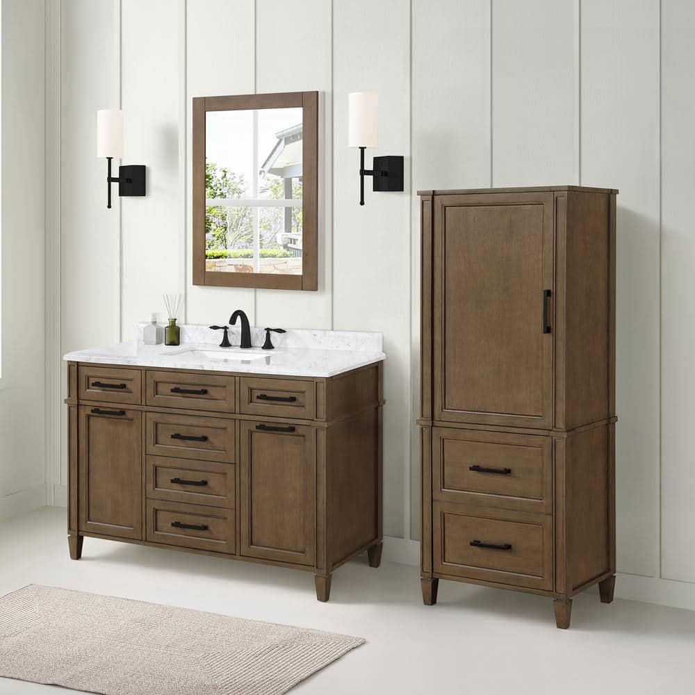 Home Decorators Collection Caville 24 in W x 16 in D x 60 in H Brown Linen Cabinet in Almond Latte