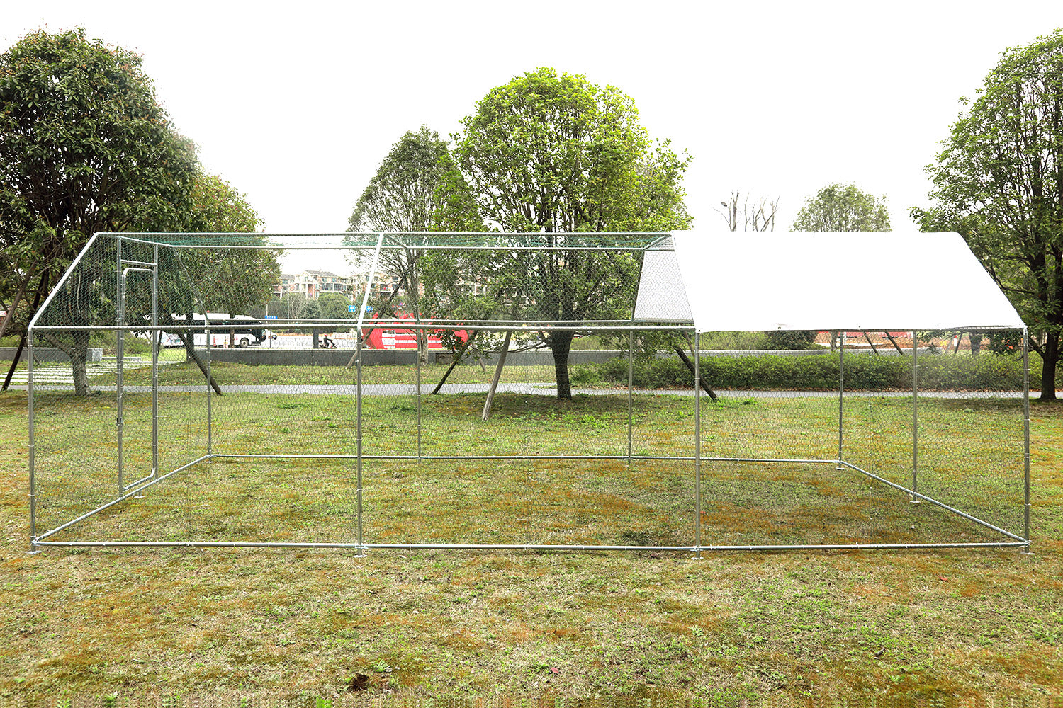 Walsport 20x10ft Outdoor Large Metal Chicken Coop Cage Poultry Bunny Rabbit Cage with Waterproof Cover ，Chicken Pens Crate Walk-in Run Backyard