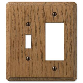 AMERELLE Contemporary 2 Gang 1-Toggle and 1-Rocker Wood Wall Plate - Medium Oak 901TR