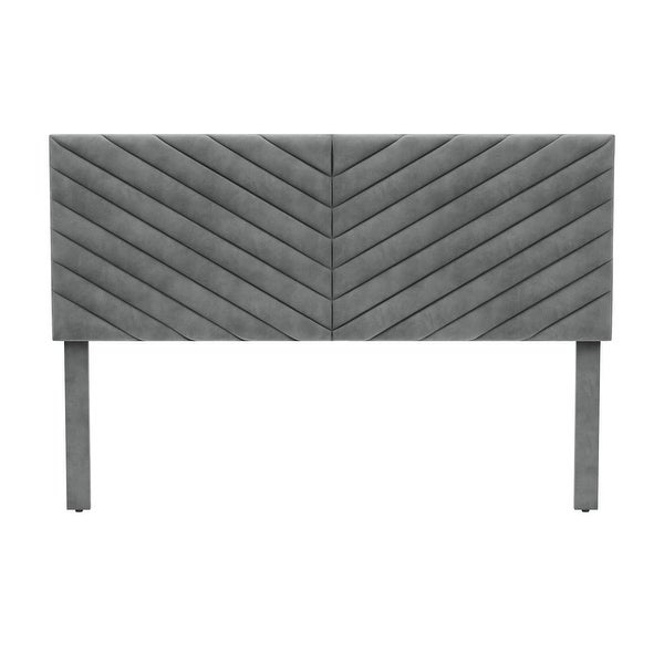 Crestwood Upholstered Chevron Pleated Queen Headboard， Gray - - 35386741