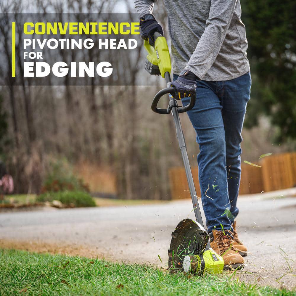 RYOBI ONE 18V 13 in Cordless Battery String Trimmer Edger with Extra 3Pack of Spools 40 Ah Battery and Charger