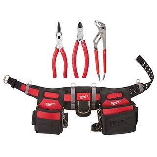 MW Adjustable Electricians Work Belt with 3-Pieces Pliers Kit 48-22-8110-48-22-6331