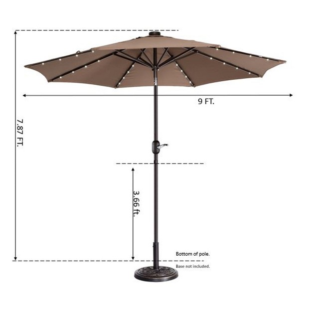 Nature Spring Patio Umbrella With Led Lights 5 position Vertical Tilt 9 x27 Brown