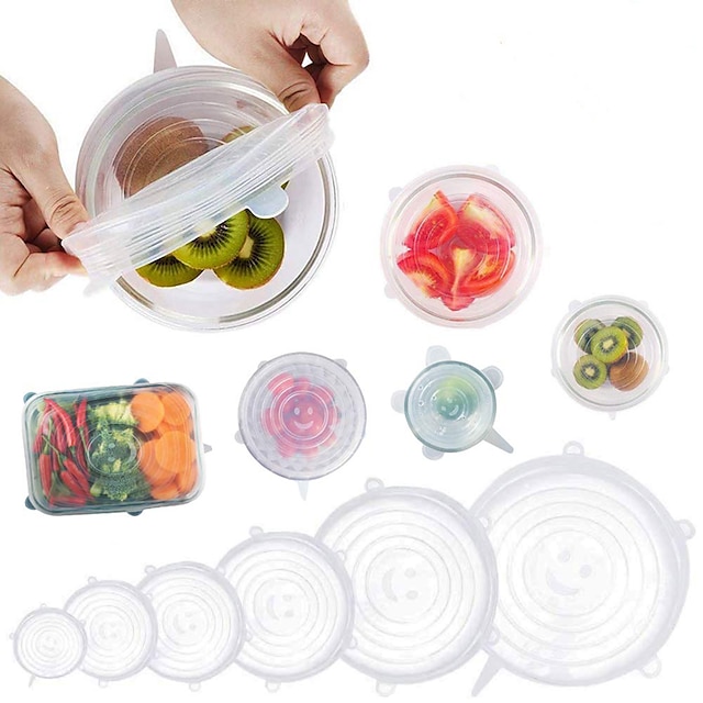 Silicone Stretch Lids 2 Color 24 Packs Zero Waste Reusable Silicon Container Lid for Cover Leftover Food and Fruit or Seal Bowl 6 12 Packs