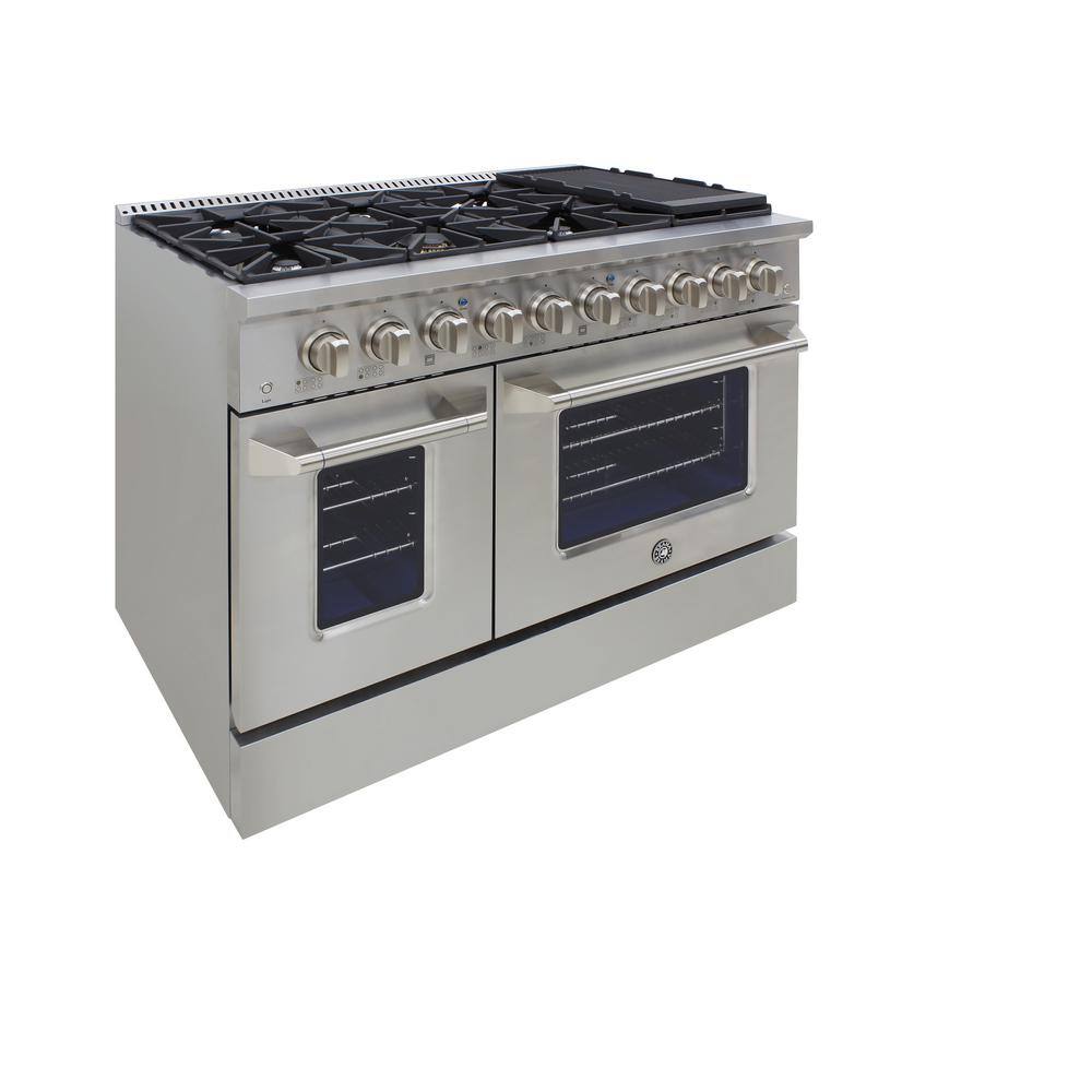 Brama 48 in. Double Oven 3.5 and 2 cu. ft. Gas Range in Stainless Steel BR-48SSGG