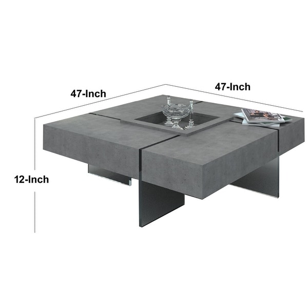 Cid 47 Inch Modern Floating Coffee Table， Dark Gray Faux Concrete Finish