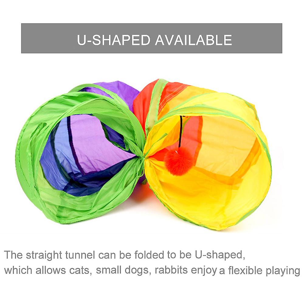 Collapsible Cat Tunnel Road Cat Toys Kitty Tunnel Pompon Ball Cat Interactive Play Toy For Hiding Resting Multicolor