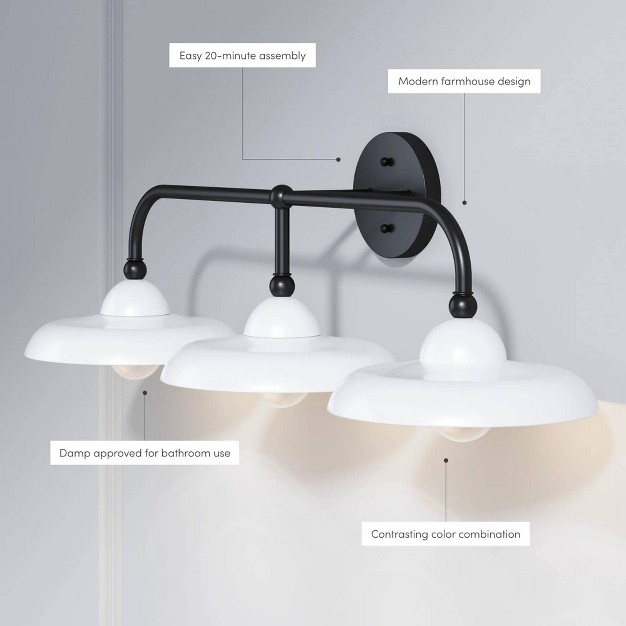 Mable Farmhouse Bathroom Vanity Light Fixture Black white Nathan James