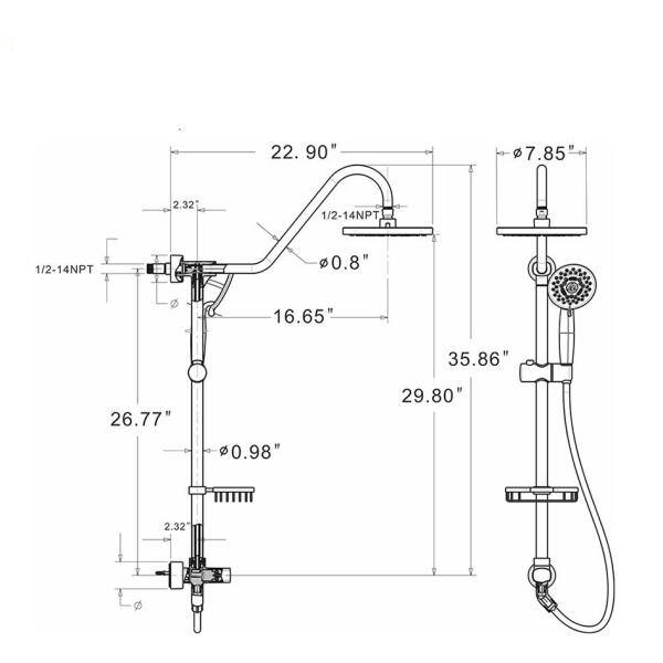 Flynama Wall Bar Shower Kit 1-Spray 7.85 in. Round Rain Shower Head with Hand Shower in Oil-Rubbed Bronze Q928TH7AE103